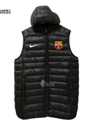 FC Barcelona Black Hooded Puffer Vest FC Barcelona Black Hooded Puffer Vest