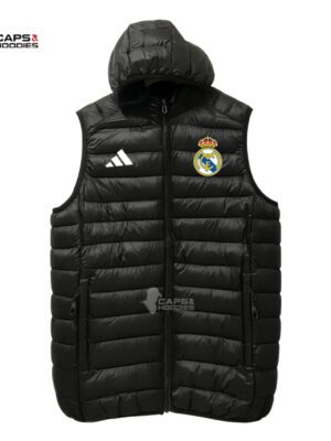 Real Madrid Black Hooded Puffer Vest Real Madrid Black Hooded Puffer Vest