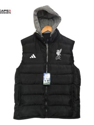 Liverpool FC x Adidas Black Puffer Vest with Hood Liverpool FC x Adidas Black Puffer Vest with Hood