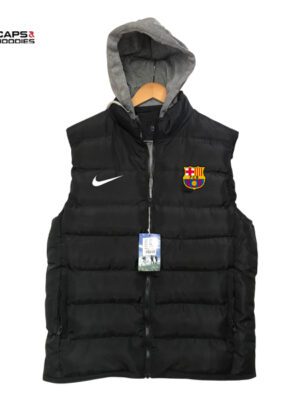 FC Barcelona Black Puffer Vest with Hood FC Barcelona Black Puffer Vest with Hood