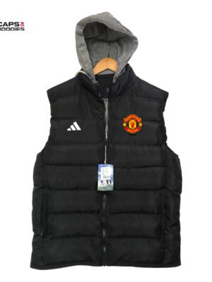 Manchester United Black Puffer Vest with Hood Manchester United Black Puffer Vest with Hood