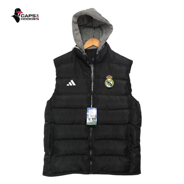Real Madrid Black Puffer Vest with Hood