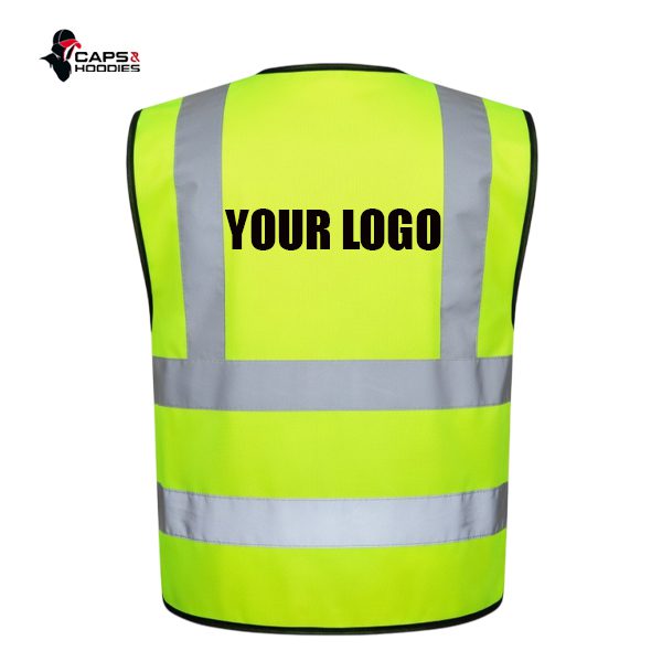 Green Reflector Vest with Pockets & Zipper