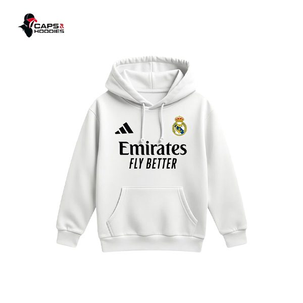 Real Madrid White Kids Hoodie Real Madrid White Kids Hoodie
