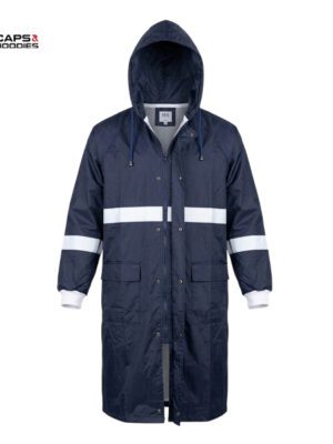 Navy Blue Reflective Waterproof Raincoat