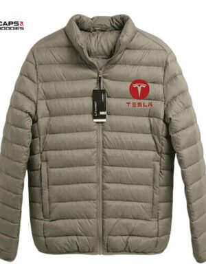 Tesla Branded Puffer Jacket - Beige