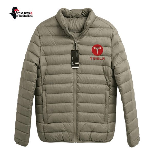 Tesla Branded Puffer Jacket - Beige