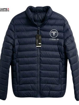 Tesla Branded Puffer Jacket - navy blue