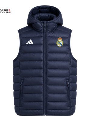 Real Madrid Navy Half Puffer Vest