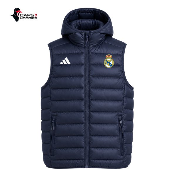 Real Madrid Navy Half Puffer Vest