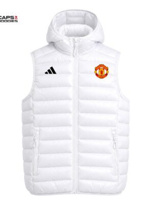 Manchester United White Half Puffer Vest