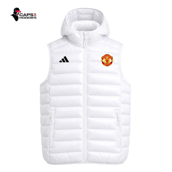 Manchester United White Half Puffer Vest