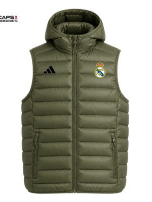 Real Madrid Green Half Puffer Vest
