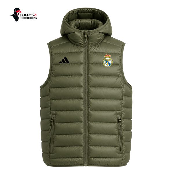 Real Madrid Green Half Puffer Vest