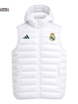 Real Madrid White Hooded Puffer Vest