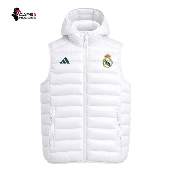 Real Madrid White Hooded Puffer Vest