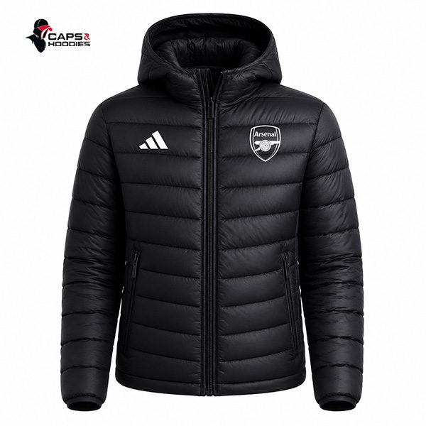 Arsenal F.C. Black Hooded Puffer Jacket