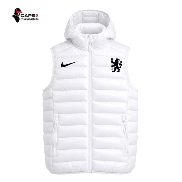Chelsea White Half Puffer Vest